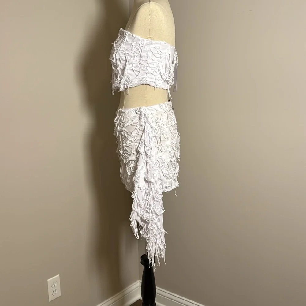 AKIRA White Distressed Tube Top & Skirt - Picture 2 of 8